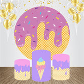Geschmolzen Eis Creme Waffeln Runden Geburtstag Hintergrund Bausatz